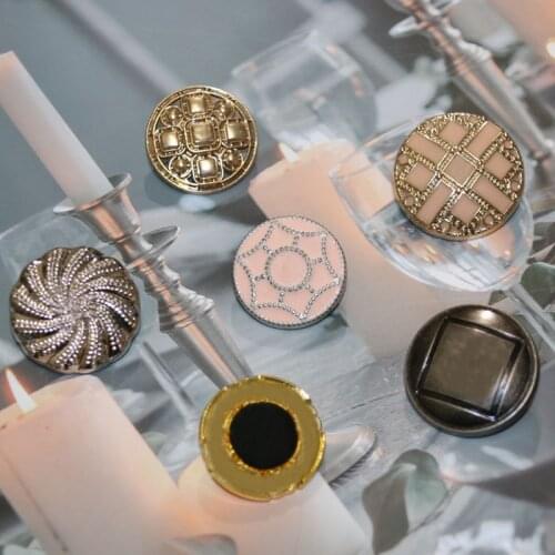 10-piece set of metal buttons, round buttons, personality and temperament, high-quality, high-grade button jewelry