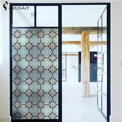 Privacy Window Film, Static Cling Decorative Glass Film, Non Adhesive Window Film Door Sticker for Home Kitchen Bathroom Office