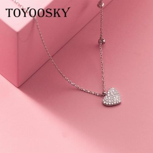 Delicate 925 Sterling Silver AAA CZ Zircon Necklace for Women Heart Clavicle Chain Necklaces Party Prevent Allergy Jewelry Gifts