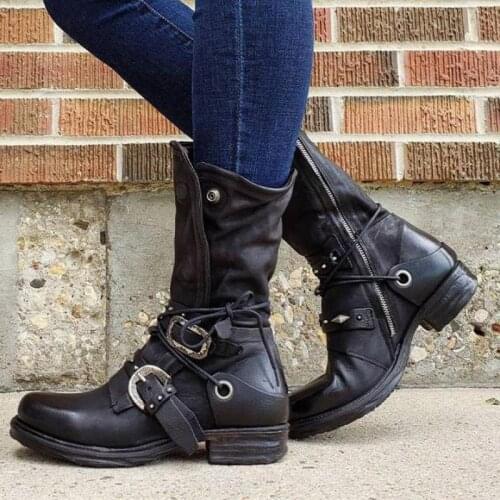 2021 New Winter Zipper Snow Boots Women Shoes Ankle Boots Shoes Wood Grain Square Heel Woman Ladies