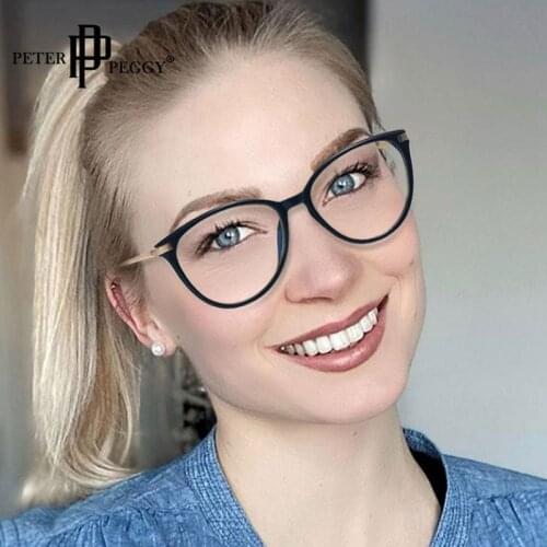 Round Cat Eye Anti Blue Light Women Metal Glasses Frame Fashion Computer Bule Ligth Glasses Clear Lens Optical Eyeglasses
