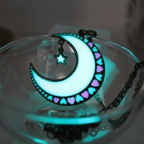 Glowing moon necklace moon and stars Necklace GLOW in the DARK Luminous love heart Pendants & Necklaces women girls gift