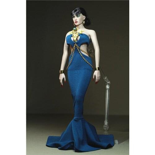 Custom made 1/6 Scale Golden Leaf Blue skirt Dress for 12inch Phicen Tbleague JIAOUL Doll Action figures Blue Fairy Toy