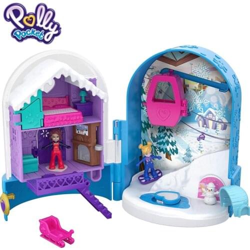 Polly Pocket World Snow Secret Compact Toy Box with Surprise Reveals Micro Dolls and Accessories for Kids Childrens Toy FRY37