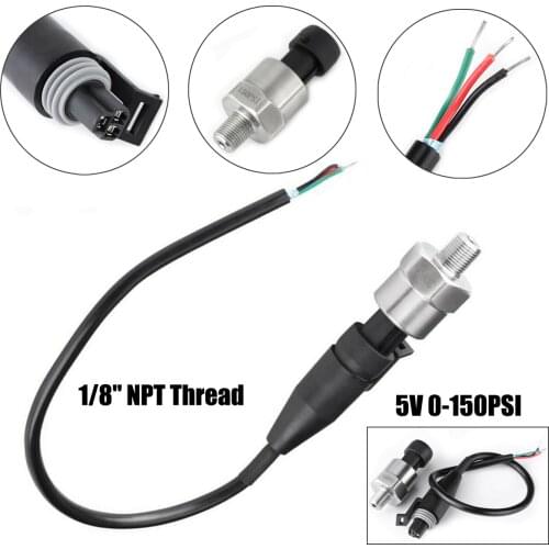 SALE 0-150 PSI Pressure Sensor Oil Fuel Air Water Pressure Transducer 1/8 "NPT Thread DC 5V Stainless steel pressure transducer