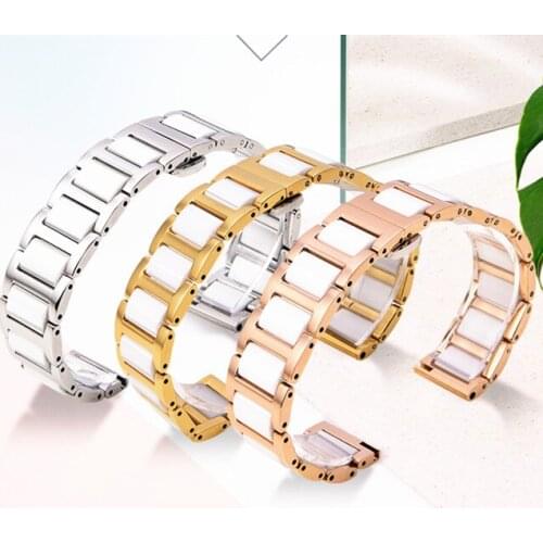 Correa strap for Samsung Galaxy w14mm 16mm 18mm 20mm 22mm Stainless steel watch strap ceramic watch band for Huawei watch GT 2