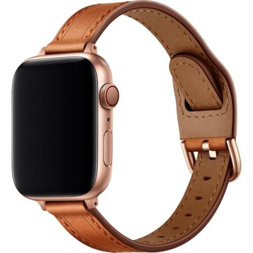 Fashion Slim 14mm Genuine Leather Watch Band For IWatch 6/5/4/3/2/SE Elegant Women Watch Band For Apple Watch 38/40mm 42/44mm