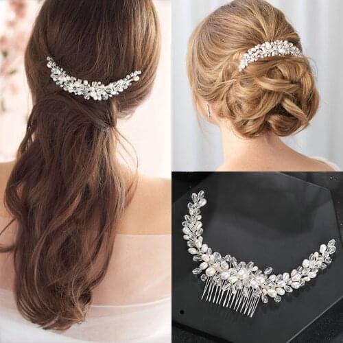 Luxury Fresh Water Pearls Silver Color Tiara Hair Combs Handmade Crystal Women Wedding Hair Accessories Bridal Fashion Jewelry
