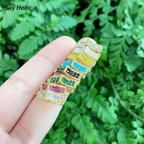 SAY HELLO Crystals Turquoises Inlaid Small Wide Stars Stud Earrings for Women Geometric Ear Studs Piercing Jewelry серьги K6207