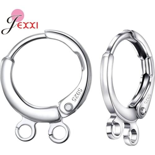 Good Quality Women Fashion Round Hoop Earring Finding Huggies 10PCS 925 Sterling Silver DIY Handmake Jewelry Accessory Wholesale
