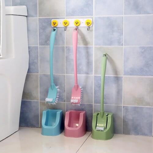 Toilet Brush Plastic Long Handle Wall-Mounted Double Sided Bathroom Scrub Cleaning Brush Clean Tools Bathroom Accessories