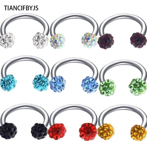 TIANCIFBYJS Stainless Steel 16G CBR Nose Ring Ear Stud Cartilage Tragus Piercing Nose Rings Sexy Women Body Jewelry 10 Colors