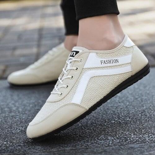 Casual Shoes Summer Breathable Linen Shoes Mens Shoes Lightweight Canvas Shoes New All-Match Mens Casual Peas Shoes Loafers