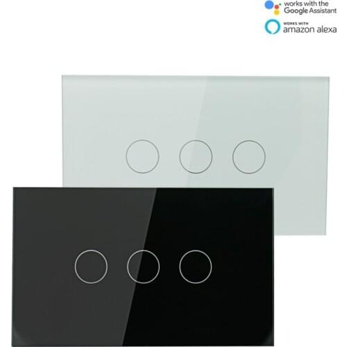 Smart US 3gang Wall Touch Switch Remote Control WiFi Light Switch Voice control Work With Alexa Google Home IFTTT by Android ISO