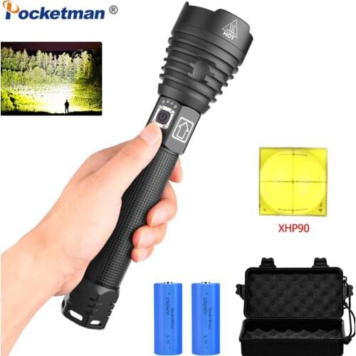 XHP90 LED Flashlight Powerful X-Lamp Torch XHP70.2 LED Torch USB Rechargeable Flashlight Tactical Torch Zoomable Torch by 18650