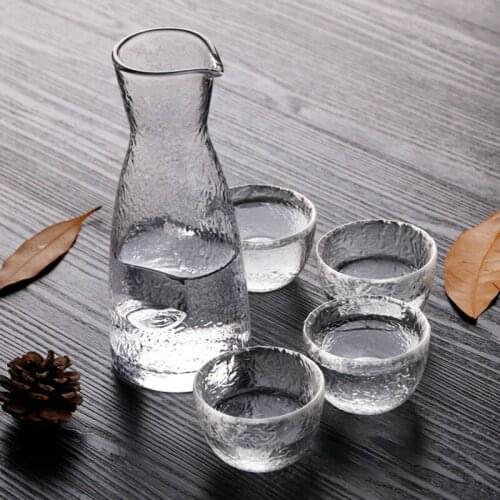 Japanese Glass Wine Set Creative Sake Glass Pot Ice Jug Flagon Liquor Spirits Shochu Cups Wine Bottle Drinkware Bar Set Gifts