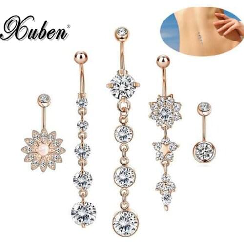 Piercing body Jewelry Selling Beautiful Belly Navel Nail Zircon Belly Navel Ring Combination new