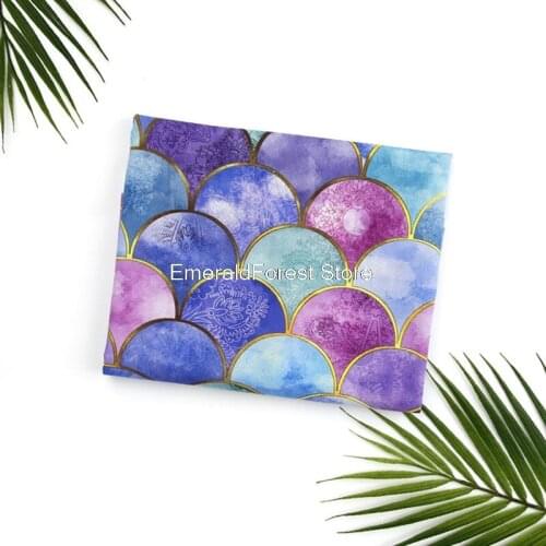 South Korea imported digital printing fabric, Nordic style geometric handmade DIY bag clothing dress fabric 90cmx110cm