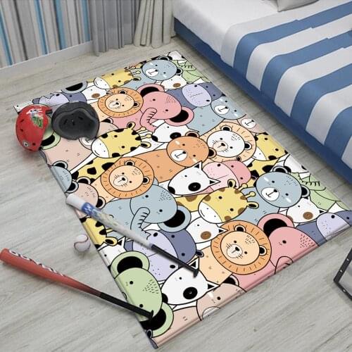 Funny Animal Daquan Carpet Baby Hand Print Carpet Baby Play Mat Fashion Children Carpet Non-Slip Children Safety Flannel Carpet