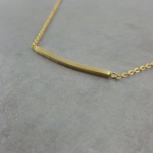 Simple Bar Long Necklace Women Stainless Steel Gold Chain Geometric Arc Bar Pendant Choker Jewelry Collares Largos De Moda 2020