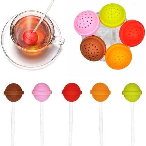 1Pcs Candy Color Lollipop Tea Maker Silicone Tea Set Lollipop Food Grade Tea Filter Kitchen Gadget