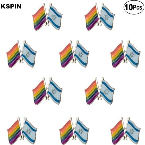 Rainbow Israel Lapel Pin Flag badge Brooch Pins Badges 10Pcs a Lot