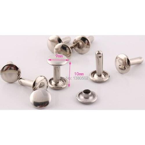 100sets/lot 9*10mm silver color Double Cap rivets for Garment Clothes Bags Shoes Belt Sewing tool