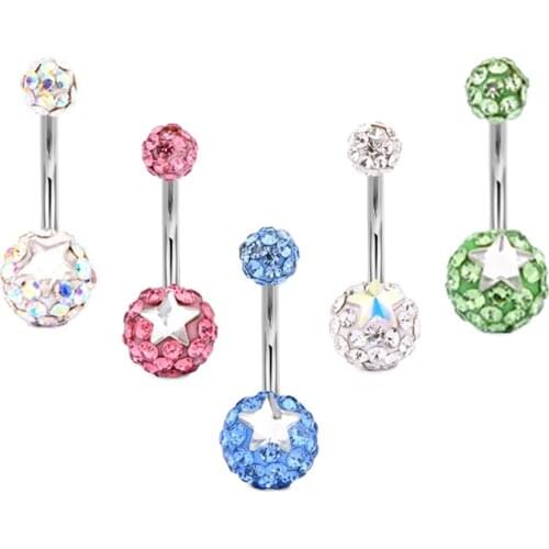 14G Stainless Steel Belly Button Rings Piercings Ombligo Navel Curved Barbell Body Piercing Jewelry for Women Girls 10mm