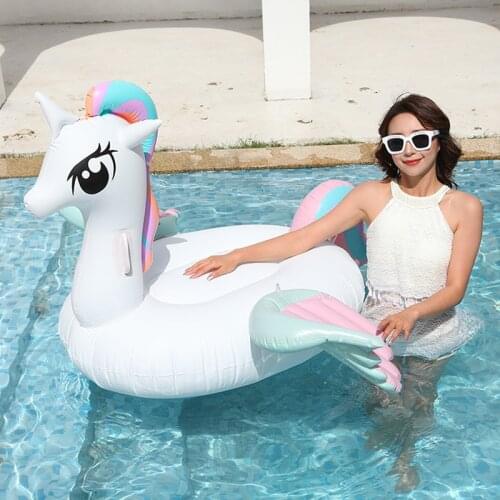 150cm Giant Unicorn Floating Pool Swimming Ring Air Mattress Inflatable Floating Bed Pool Float Row Tube Water Party Toys
