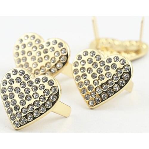 2pcs Metal Heart Shape Rhinestone Buckle Fashion Shoes Clip Clasp for Bag Garments Shoes Hardware DIY Leather Craft Accessories