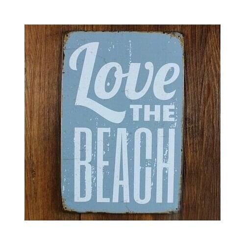 20x30CM Love The Beach Wall Tin Sign Metal Plaque Iron Painting Antique Gift Bar Home Decor