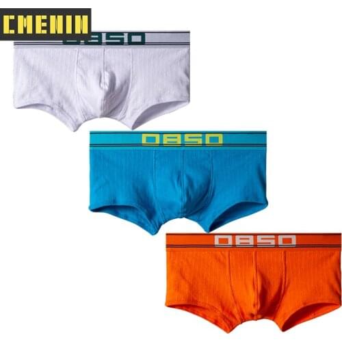 3Pcs New Cotton Gay Sexy Mens Panties Boxers Shorts Underpants Soft Trunk Man Underwear Boxer Men New Arrival BS3134