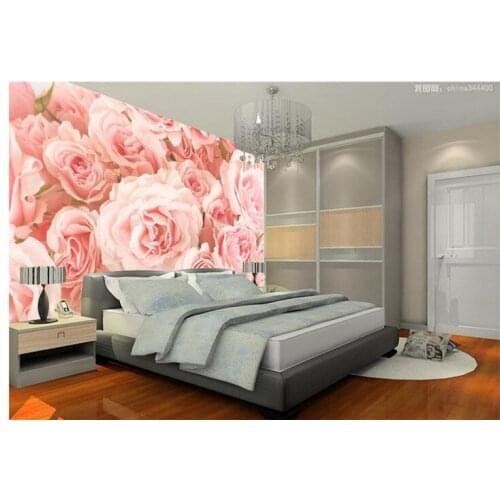 Customized 3d wallpaper 3d wall murals wallpaper Beautiful pink rose flower paintings 3d mural wallpaper decoration