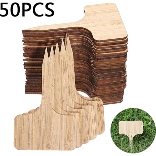 50pcs T-Type Bamboo Plant Labels Eco-Friendly Plant Sign Tags Garden Seed Potted Flowers Plant Markers
