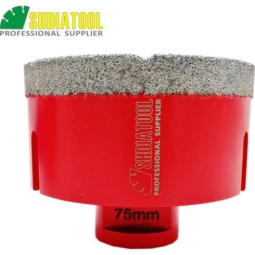 SHDIATOOL Vacuum Brazed Diamond M14 Drilling core Bits 75mmX10mm hole saw for multi purpose