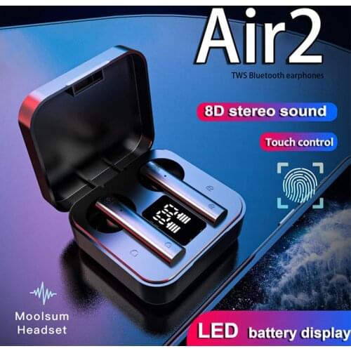 Wireless Bluetooth Earphone Air 2s TWS Sports Running Headphone LED Display Earbuds Noise Reduction Hedsets For Xiaomi Smart Pho