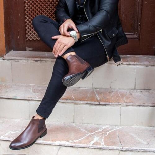 IBAY CHELSEA Men 'S Brown Genuine Leather Boots