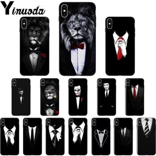 Yinuoda Man Suit Shirt Tie TPU Soft Silicone Phone Case Cover for Apple iPhone 8 7 6 6S Plus X XS MAX 5 5S SE XR Mobile Cases