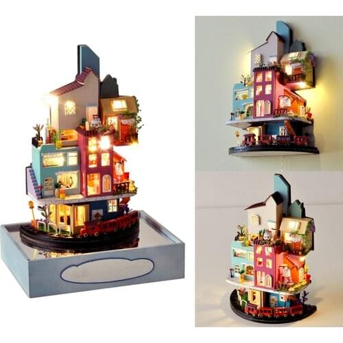 DIY Wooden Dollhouse Miniature 3D House Kit Craft Kits For Adults Birthday for Women and Girls