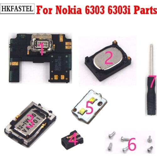 HKFASTEL 6303ci Part Cover For Nokia 6303 6303c 6303i Cell phone Antenna housing Speaker Earpiece Flash Charging Port Screw Tool