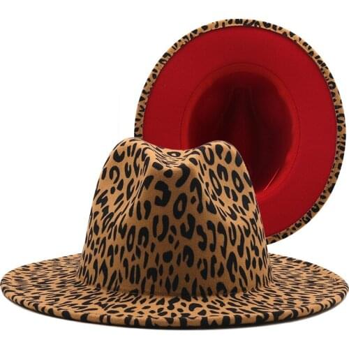 Mens Cashmere Flat Top Hat Novelty Leopard Bucket Hat Male Caps Fedora Hat Women Big Head Round Big Brimmed Hat Party Dancing