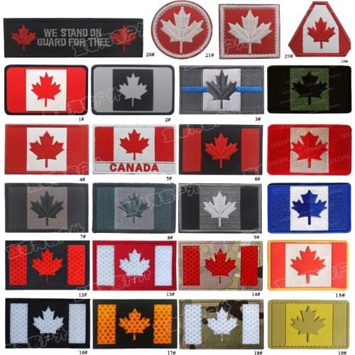 Canada Flag Embroidery Patch Canadian Maple Leaf Military Patches Stripes Tactical National Emblem Embroidered Badges