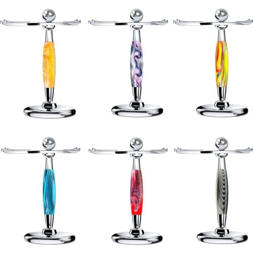 Hair Imitation Wood-Grain Double-Headed Beard Brush Alloy Shaver Rack Shaving Brush Storage Rack Removable