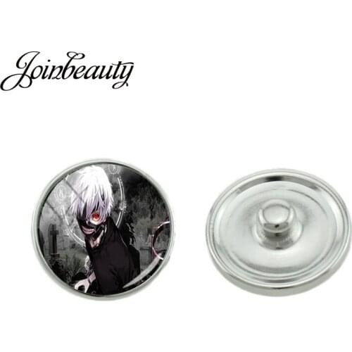 JOINBEAUTY Tokyo Ghoul Kaneki Ken Pattern 10/16/18mm Snap Button Fit DIY Snap Earrings Bracelet Necklace 5pcs/lot QF263