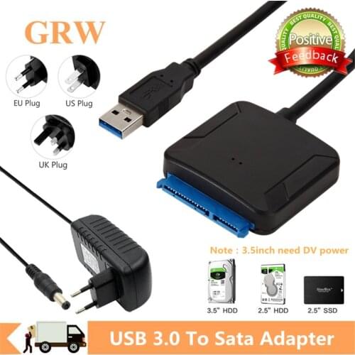 Grwibeou USB 3.0 To SATA 3 Cable Sata To USB Adapter Convert Cables Support 2.5/3.5 Inch External SSD HDD Adapter Hard Drive