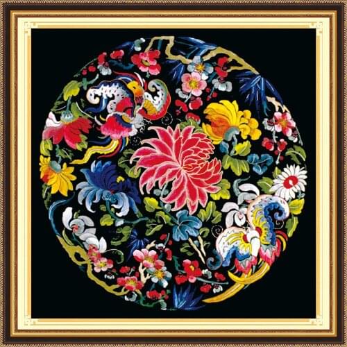 Chinese Totem (5) DMC Full Embroidery Kit DIY Cross Stitch Needlework Sewing Art Craft Embroidery Painting Flowers Home Decor