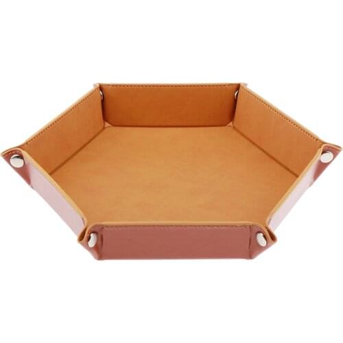 Dice Tray Metal Dice Folding Rolling Tray Holder Storage Box for RPG DND Table Games,PU Leather