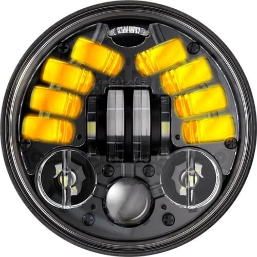 Round 5.75'' Projector Headlight for Harley Waterproof Integrated Turn Signal 50W Compatible with Sportster Nightster