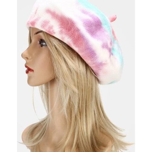 INS Hot Sell Women Girl Fashion New Beret French Artist Warm Cap Female Tie-Dye Berets Bonnet Vintage Elegant Lady Winter Gorras