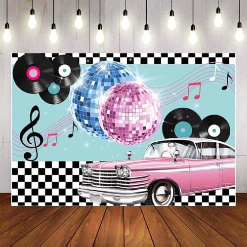 Mehofond Photography Background Music Luxurious Car Disco 90 Party Black White Plaid Backdrop Birthday Party Decor Photo Studio